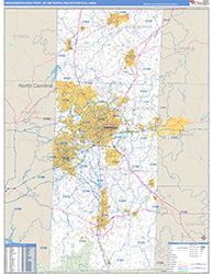 Greensboro-High Point Metro Area Wall Map Basic Style 2026